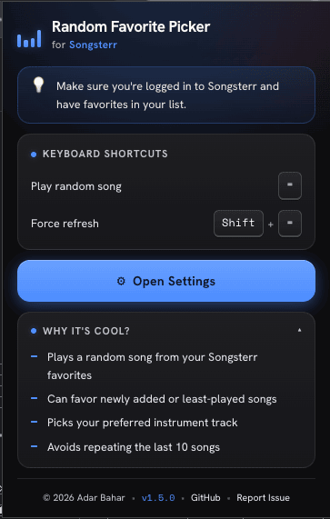 Random Favorite Picker popup